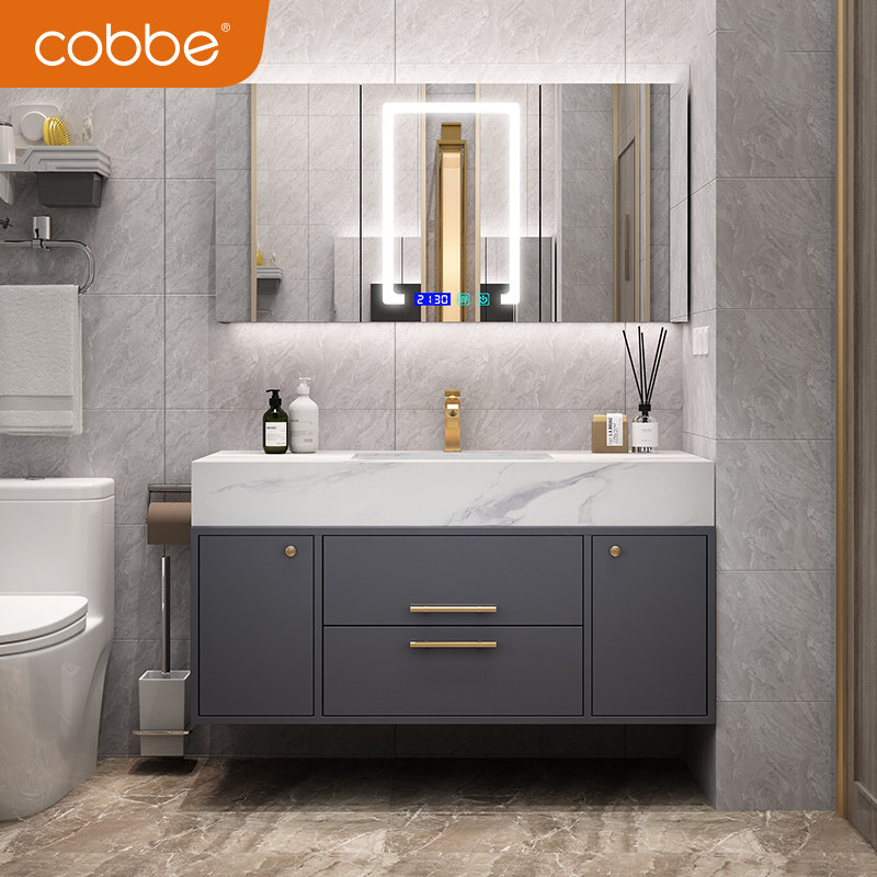 Cabe Modern Light Lavish Bath Room Cabinet Makeup Room Washbasin Cabinet Composition Rock Board Integrated Basin Wash Toiletries Sink