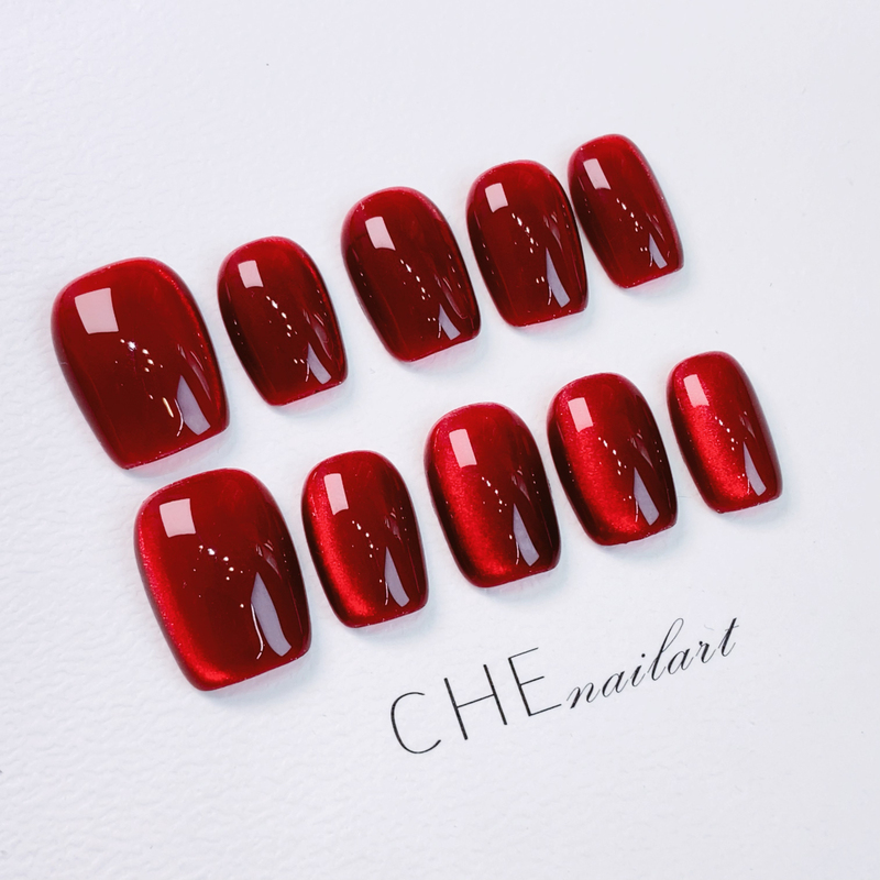 Yuanman【Ruby】Glass Beads Ox Blood Wine Red Cat's Eye Handmade Wearable Nail Art Red New Style Yuanman【Ruby】Glass Beads Ox Blood Wine Red Cat's Eye Handmade Wearable Nail Art Red New Style
