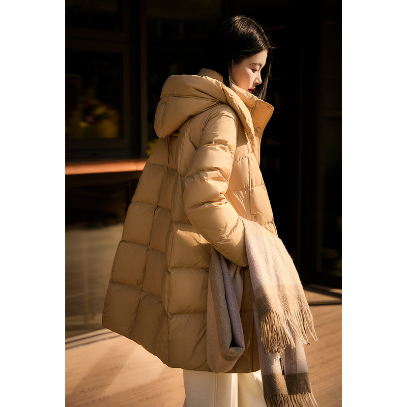 Ice-Point Price "Winter Prologue" Volcanic Rock/Microfiber Fabric 95% Traceable Goose down Mid-Length down Jacket