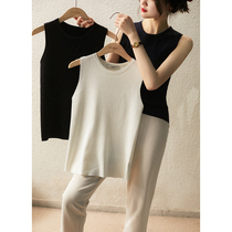 ZY358125MG] Xiaohan Pavilion King Fried Bottom Round Neck High Fit Versatile Knitted Vest