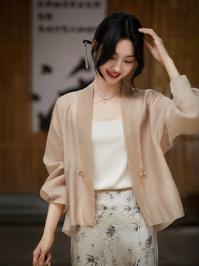 Chinese style new Chinese style flowing cardigan short jacket for women 25 new clothes and summer