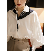 のPSG562922AG] Xiaohan Pavilion Between the Quartet French retro geometric printing silk scarf