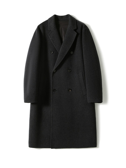 Xiaohan Night Watch шерстяное кашемировое пальто Tencel с двусторонними лацканами и двубортным пальто средней длины