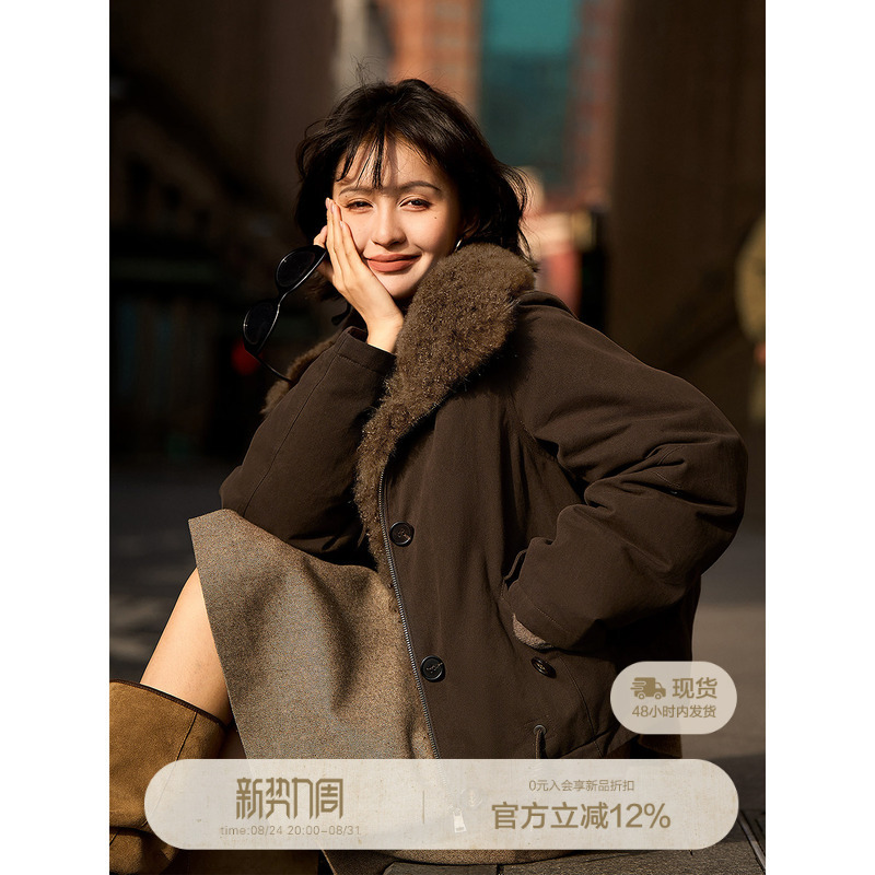 【Free in the Wilderness, Moving Forward in the Cold】Cashmere Fur Collar 95% White Goose down Parka down Jacket for Women 2026 New√ 【Free in the Wilderness, Moving Forward in the Cold】Cashmere Fur Collar 95% White Goose down Parka down Jacket for Women 2026 New√