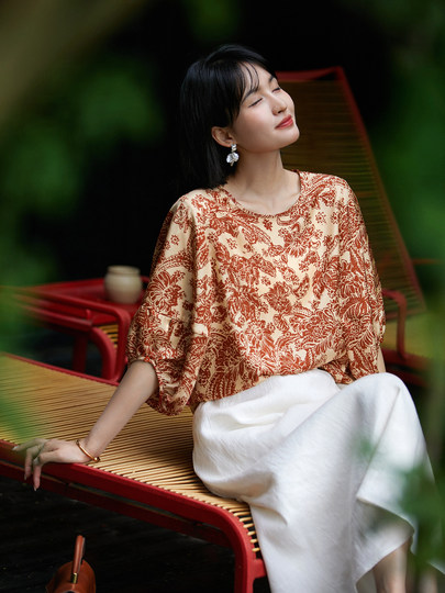 Шелковое платье в стиле пейсли, европейский классический ритмичный принт, платье из тутового шелка, новинка весна-лето 2025, Xiahangge