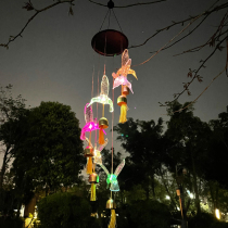 Solar Outdoor Hummingbird Seven Colorful Led Wind Bells Light Courtyard Garden Terrace balcony Christmas New Year Waterproof Decorative Hanging Light