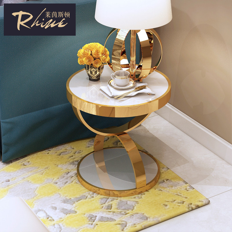 Light luxury sofa side shelf small coffee table simple living room small side table Hong Kong style bedside cabinet postmodern corner table