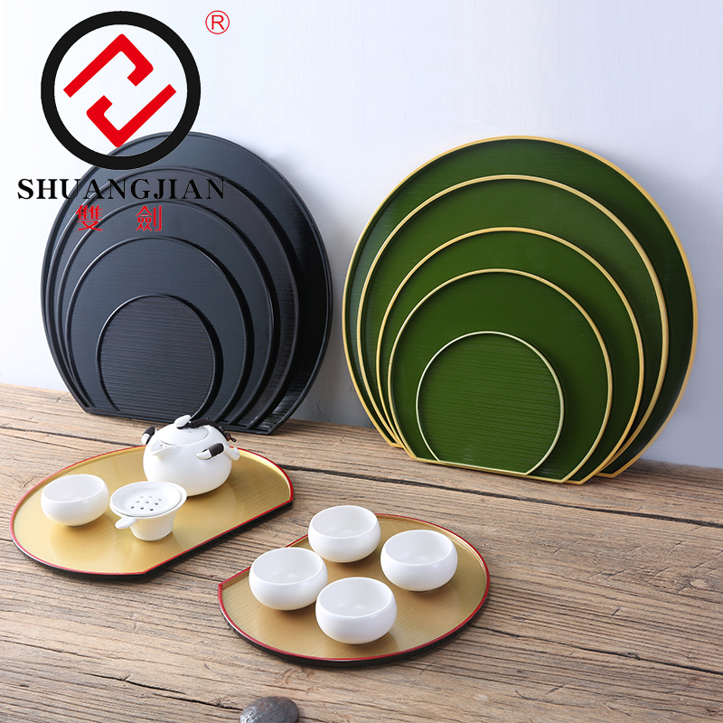 Double Sword Day Style Tea Nursery Imitation Wood Plastic Entrusted Trays Home Creative Business Hotel Supplies Water Cup Dinner Plate