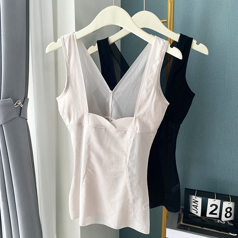 Spring and Summer Thin Body-Shaping Tops for Women, Waist-Cinching, Chest-Supporting, Slim-Fitting, Breathable, Comfortable, Trendy Inner Wear