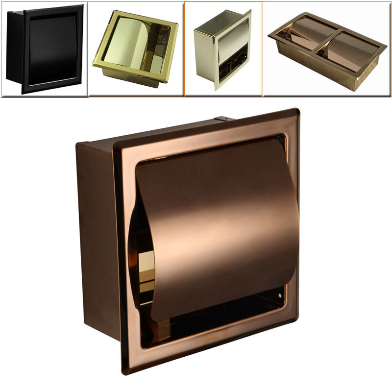 304 Stainless Steel Wall-Mounted Concealed Embedded Mirror-Gloss Black Gold Tissue Holder Roll Paper Holder for Hotel Engineering Use 304 Stainless Steel Wall-Mounted Concealed Embedded Mirror-Gloss Black Gold Tissue Holder Roll Paper Holder for Hotel Engineering Use
