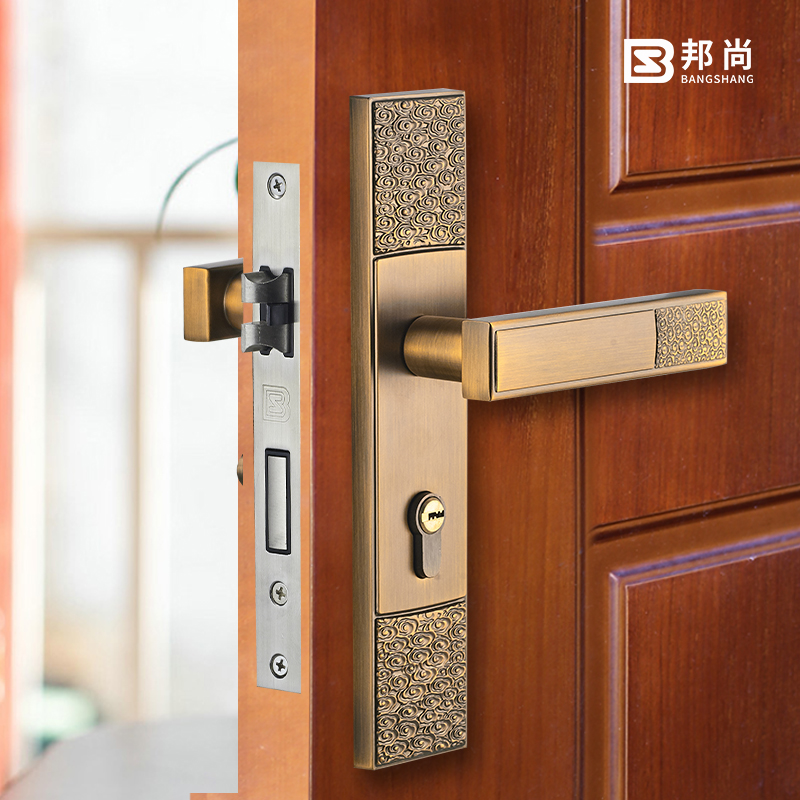 Banzan New Chinese Door Lock Indoor Bedroom Door Handle Door Handle Mounted Household Lock