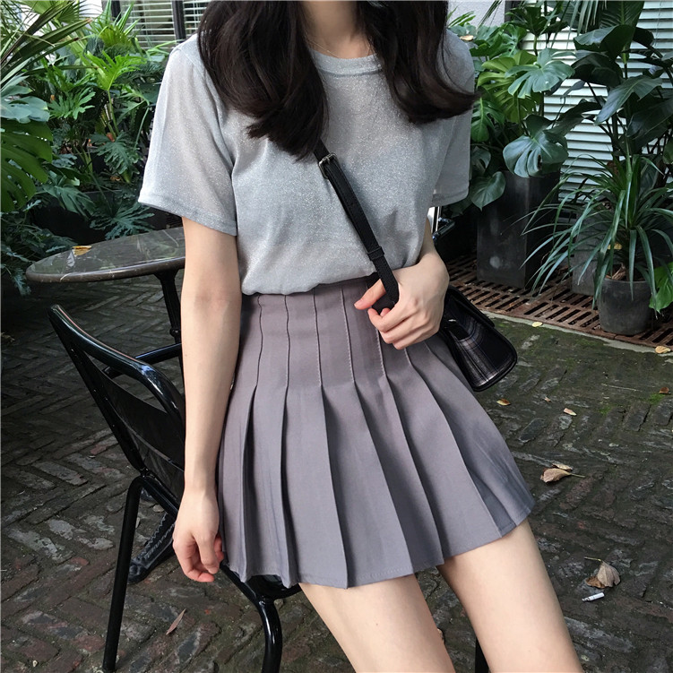 Ma ngựa cô gái phong cách Harajuku bf mùa hè mới slim cao eo hoang dã xếp li váy sinh viên nữ váy lỏng lẻo chân váy đẹp