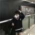Bộ đồ thời trang nữ phiên bản Hàn Quốc bf áo len cổ lọ sinh viên mới hoang dã + áo sơ mi sọc cà vạt hoang dã đầu thu áo len gile nữ Áo len