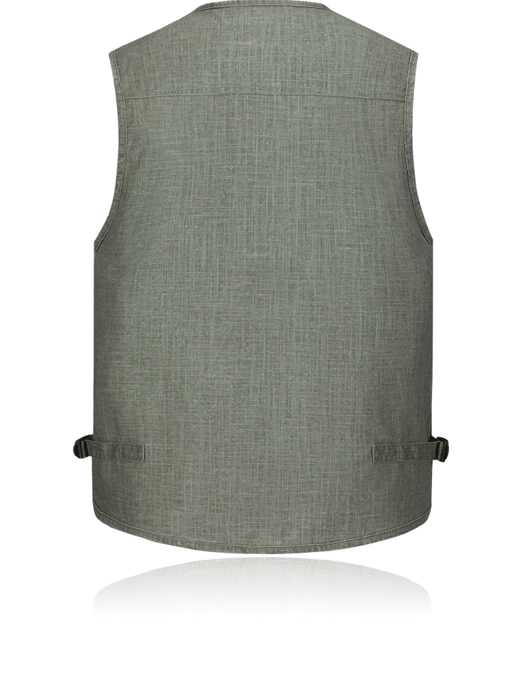 Mùa xuân và mùa hè vest vest vest người cao tuổi trung niên cha mùa xuân áo khoác cotton trung niên vest vest nam nhiều túi áo ba lỗ trắng