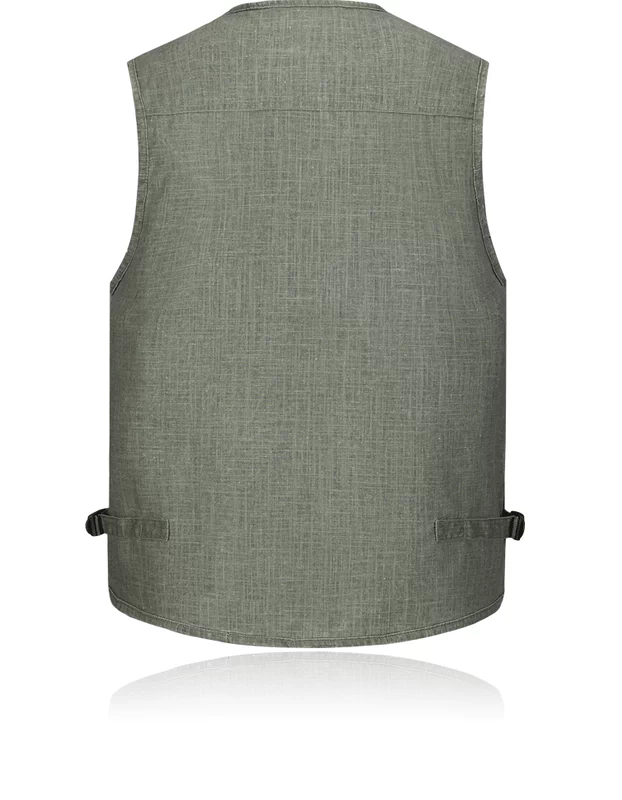 Mùa xuân và mùa hè vest vest vest người cao tuổi trung niên cha mùa xuân áo khoác cotton trung niên vest vest nam nhiều túi