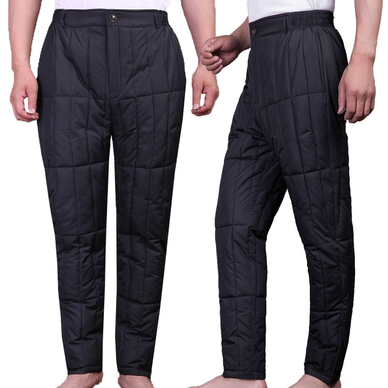 Middle aged winter close-fitting down cotton pants liner Loose Tega Fatwa Overweight dad High waist warm cotton trousers Male