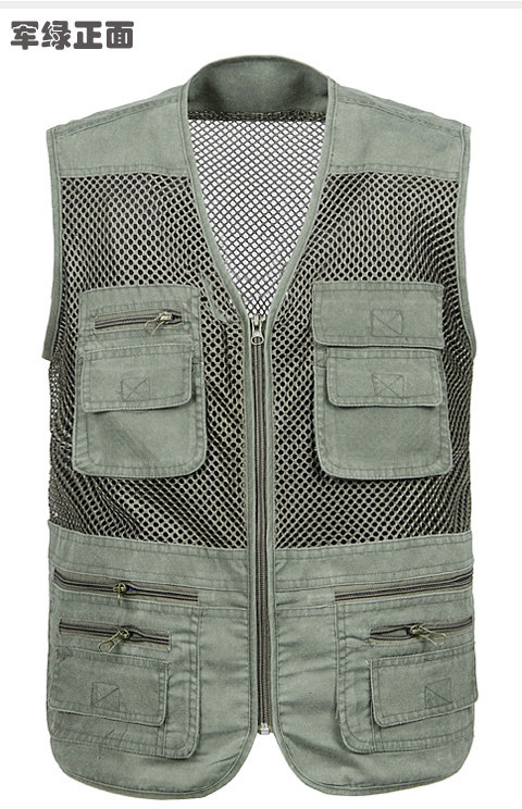 Ưu đãi đặc biệt mùa hè trung niên nhiều túi áo vest lưới vest vest nam vest mỏng vest mùa hè nam - Dệt kim Vest áo len nam trung niên