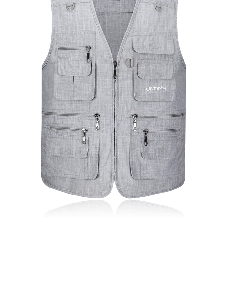 Mùa xuân và mùa hè vest vest vest người cao tuổi trung niên cha mùa xuân áo khoác cotton trung niên vest vest nam nhiều túi áo ba lỗ trắng