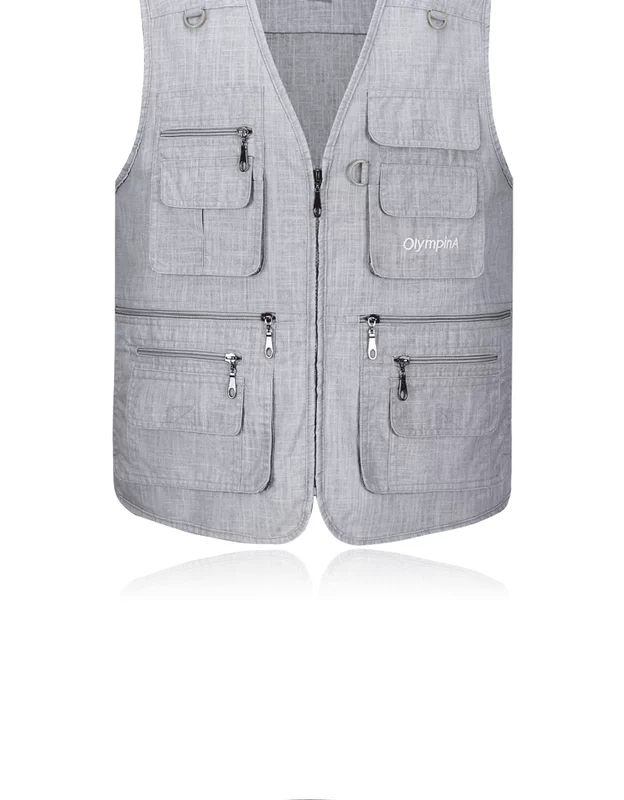 Mùa xuân và mùa hè vest vest vest người cao tuổi trung niên cha mùa xuân áo khoác cotton trung niên vest vest nam nhiều túi áo ba lỗ tập gym