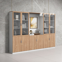 Office Wood File Information Cabinet File Cabinet With Lock Combined Bookcase Boss Room Background Locker Glass Door