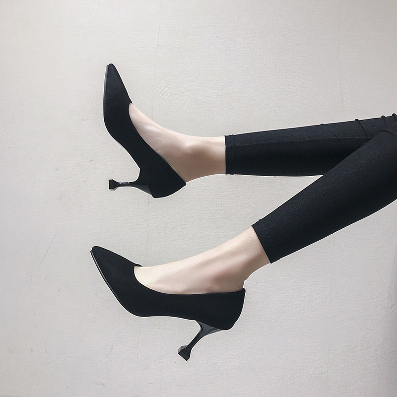 2022 spring new high heels women's pointy wine glasses heel 100 hitch career little clear new red working shoes single shoes