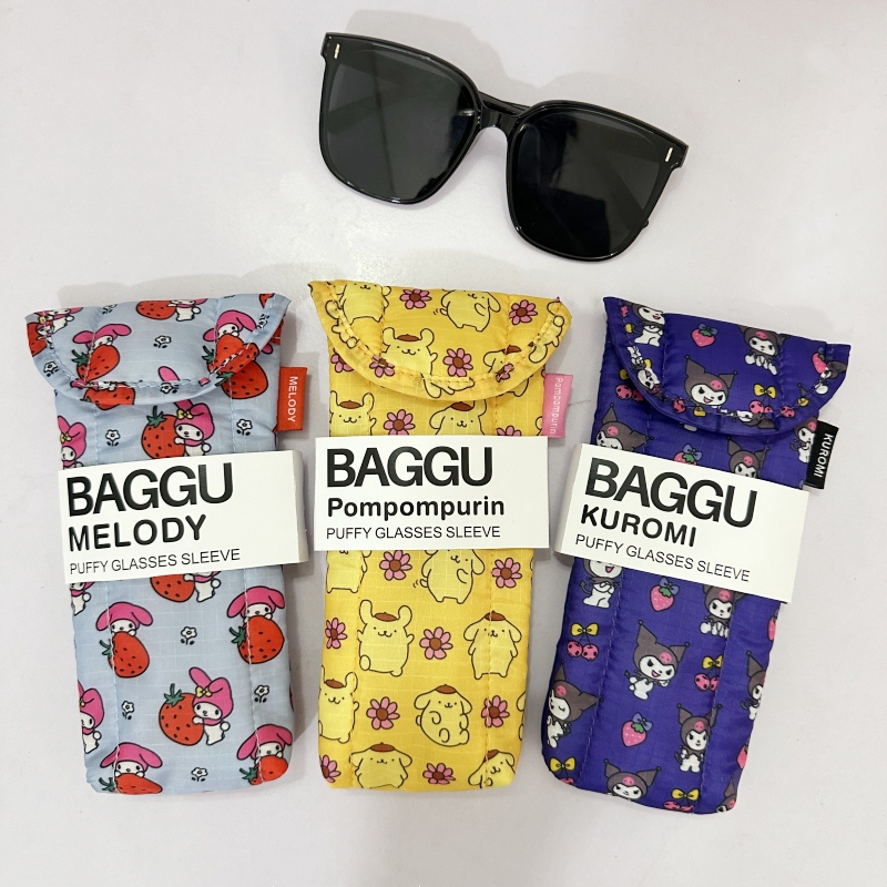 Cartoon Cute Kuromi Melody Quilted Magnetic Glasses Bag Cute Portable Sunglasses Storage Bag