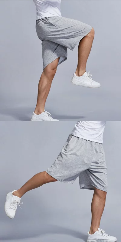 Mùa hè chất béo quần short cotton nam dệt lỏng kích thước lớn giản dị cộng với phân bón để tăng đàn hồi thể thao quần năm điểm bãi biển quần nam