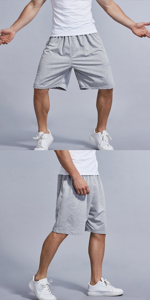 Mùa hè chất béo quần short cotton nam dệt lỏng kích thước lớn giản dị cộng với phân bón để tăng đàn hồi thể thao quần năm điểm bãi biển quần đùi