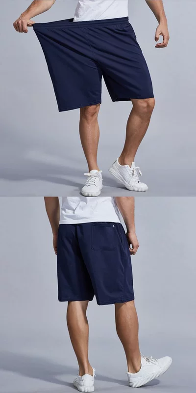 Mùa hè chất béo quần short cotton nam dệt lỏng kích thước lớn giản dị cộng với phân bón để tăng đàn hồi thể thao quần năm điểm bãi biển quần nam