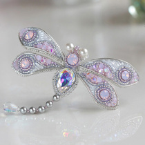 Solid insect dragonfly pearl embroidered brooch material bag DIY French style embroidered chest flower female accessories send close friend gifts