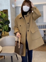 MAJE DVAWN2021 year autumn winter new humpy double face cashmere big coat woman loose wool hoodie jacket