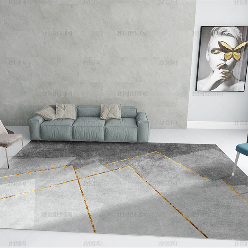 Modern living room carpet light luxury coffee table blanket room bedroom simple Nordic wash-free household minimalist gray floor mat