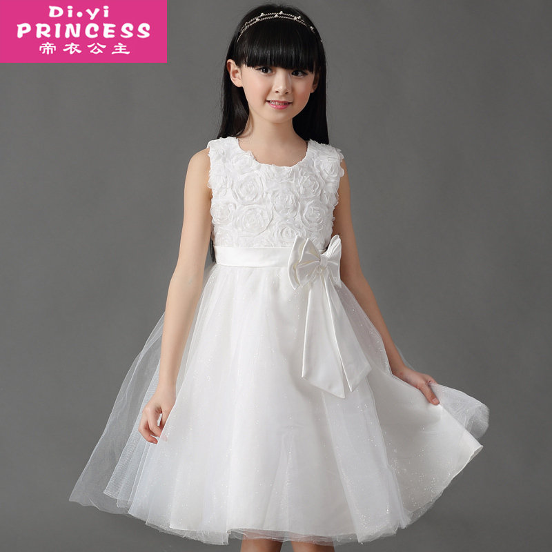 New Children's Clothing Girls' Dresses Children's Formal Dresses Princess Dresses Summer Performance Tutu Skirts White Wedding Dresses Host Dresses