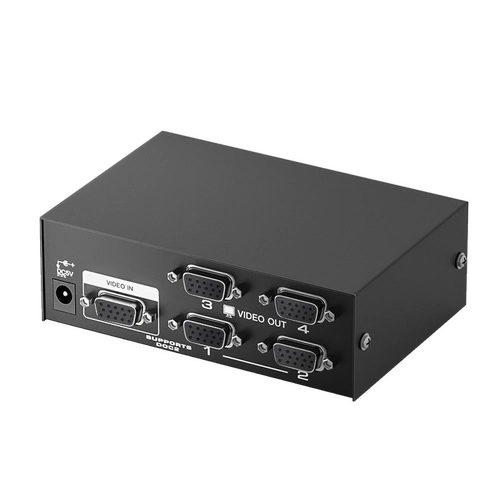 VGA -дистрибьютор в одну точку четырех высокооделена компьютерного видео преобразователя Дисброс частота дивизируйте 1 точку 4 провода, один -ин -экранный телевизионный проектор 1080p Многократный экстендер