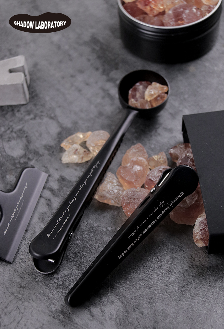 Nordic style minimalist design black office clip food seal clip bill long tail clip ins coffee bean spoon