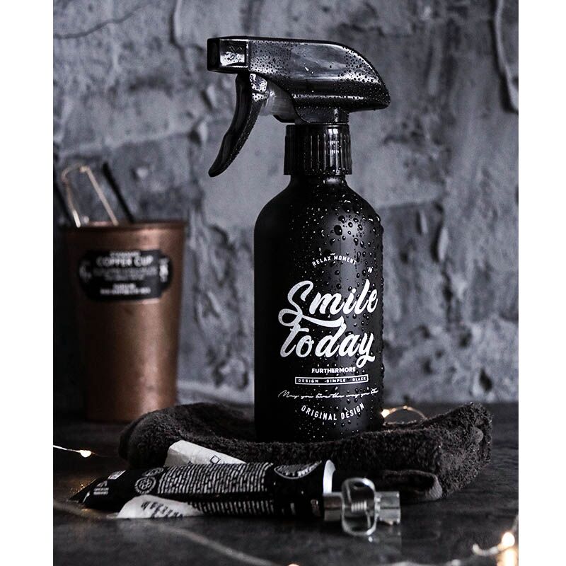 Ins Nordic style black spray bottle alcohol disinfection water dilution glass bottle gardening shower spray square gun bottle