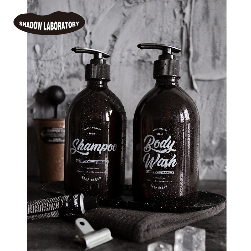 Nordic Ins Wind Split Bottle Lotion Hand Wash Shampoo Shampoo Plastic Replacement Bottle 500 Ml Press Brown