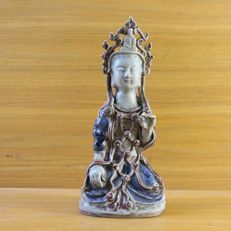 Jingdezhen antique porcelain Yuanqing floral glazed in red Buddha ancient play antique town mansion Feng Shui Swing Jewelry collection