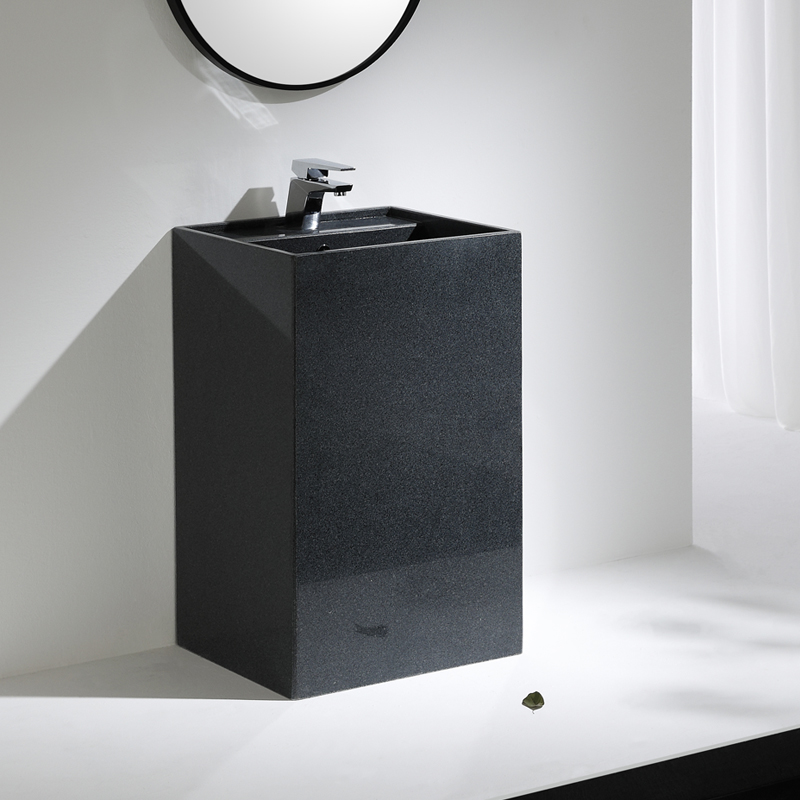 Guanshihui Nordic integrated column basin floor-to-ceiling household marble washbasin balcony outdoor courtyard washbasin