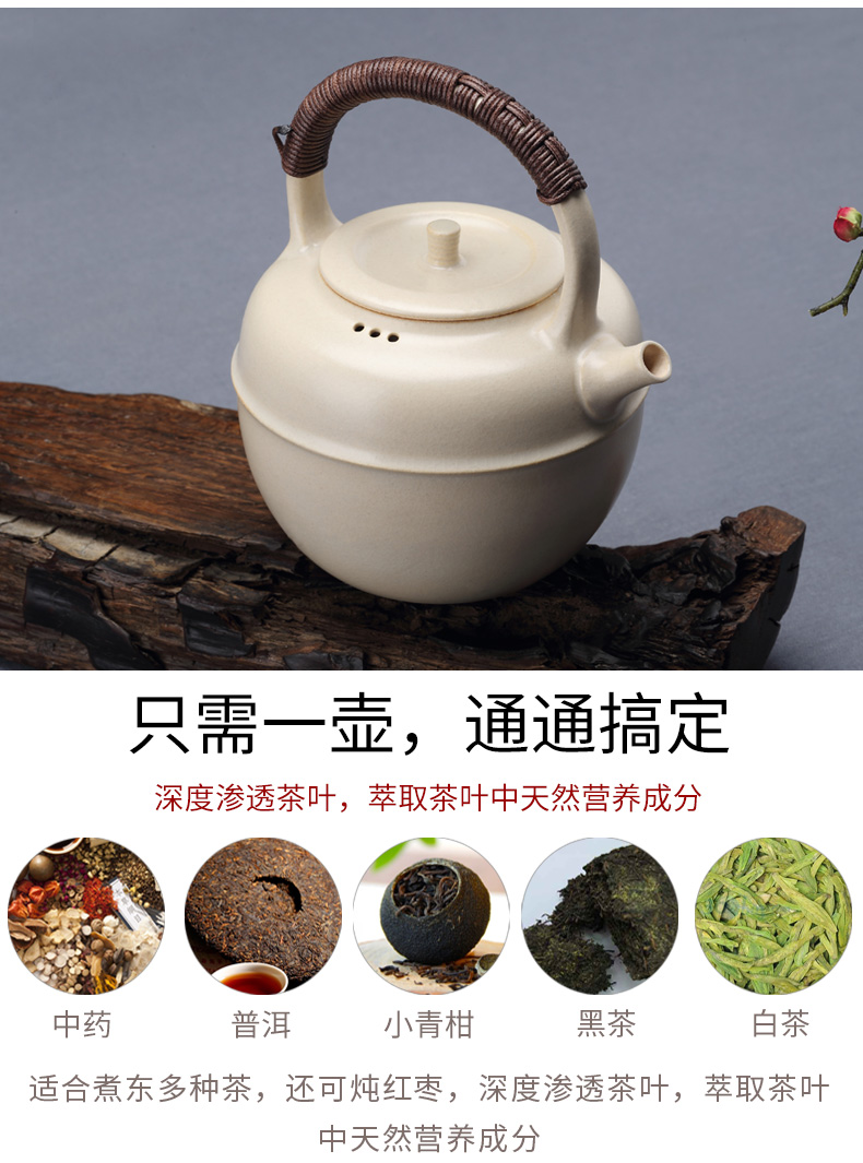 Jingdezhen soda glaze manual single pot of household ceramic teapot household white clay pot of kung fu can start can raise the teapot