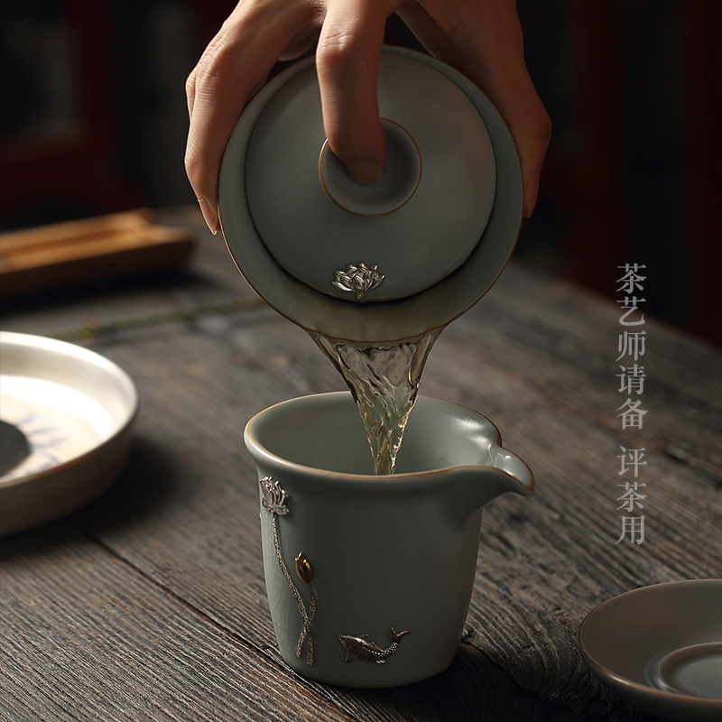 The From your up tea sets Taiwan FengZi ceramic cups household manual only three silver tureen lid