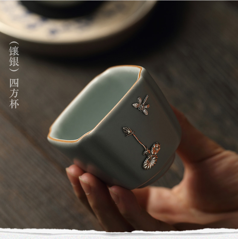 FengZiKai slice your up manually your up sample tea cup silver square cup single individual CPU master cup ceramic cups