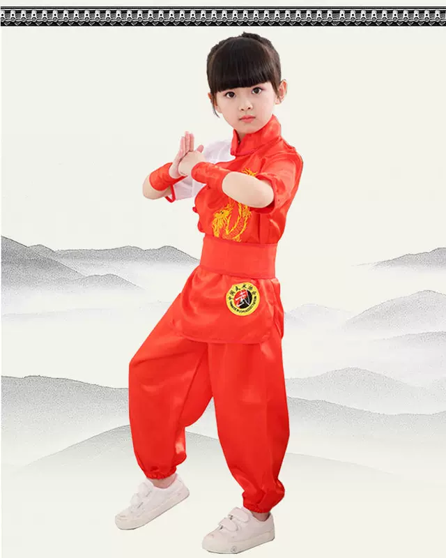 Quần áo võ thuật cho trẻ em học sinh tiểu học kung fu ngắn tay Trẻ em Trung Quốc luyện tập quần áo trẻ em nam và nữ quần áo biểu diễn múa của trẻ em - Trang phục