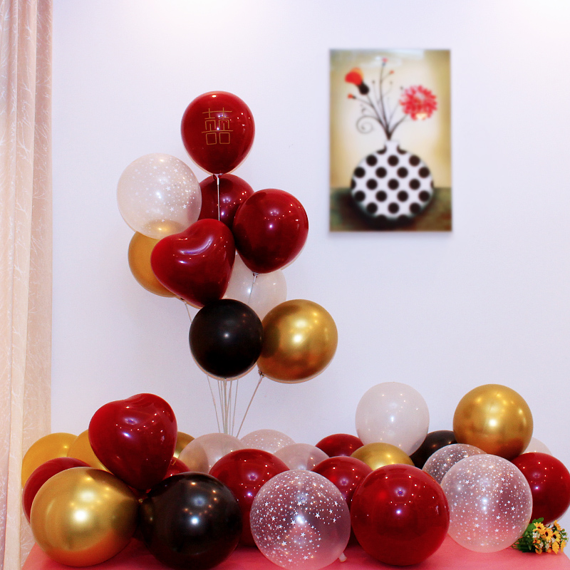 Thickened wedding ruby red double layer balloon romantic birthday party party scene decoration Wedding room decoration balloon