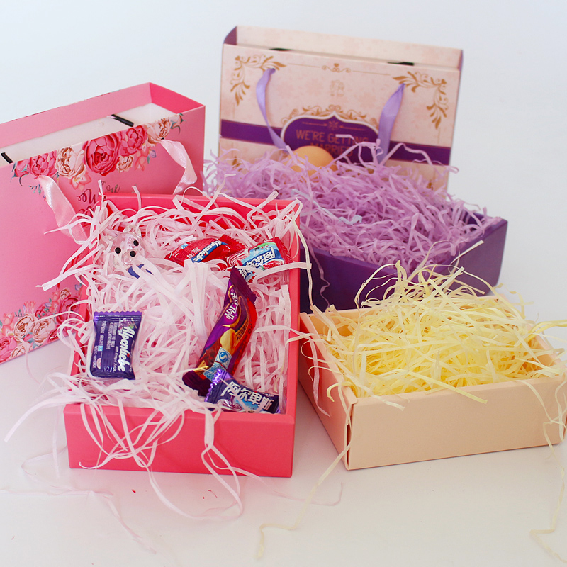 Wedding Wedding candy box Natural Raffia shredded paper silk Gift candy packaging box Accessories accessories filler