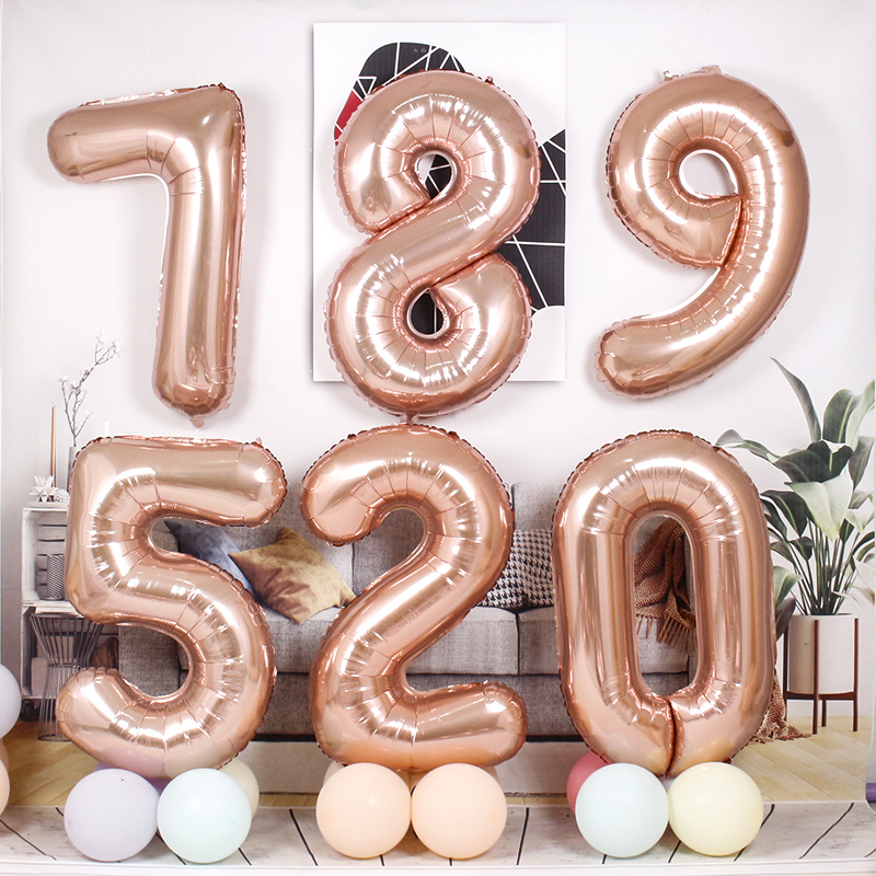 32 40 inch champagne rose gold large digital aluminum balloon birthday party decoration wedding room layout