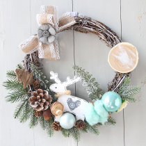 Christmas handmade rattan wreath Door hanging wall hanging American ins Elk rattan circle Wreath rattan pendant ornament