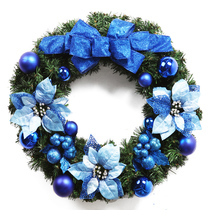 Soft blue Ruoting Christmas wreath Korean blue decorative wreath door hanging door decoration home decoration rattan ring decoration