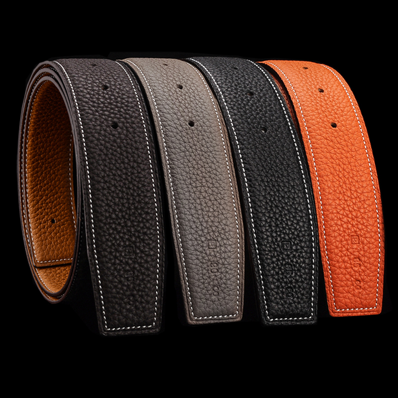 Buckle-Free Double-Sided Genuine Leather Belt Without Buckle for Men, 3.8mm Top Layer Cowhide, 3.4mm Pure Leather Waistband Belt Strip 903