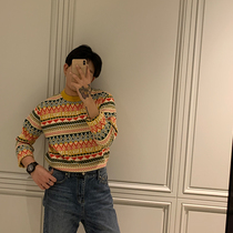 BROTHER autumn and winter mens designer sweater tide Nordic retro National style totem jacquard sweater men